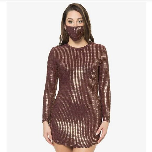 Metallic Sequin-Embellished Bodycon Dress - Picture 3 of 3